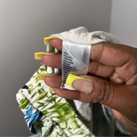 Alex Marie Women Linen Skirt Small Green Blue Tropical Paradise Resort Art - Picture 7 of 8